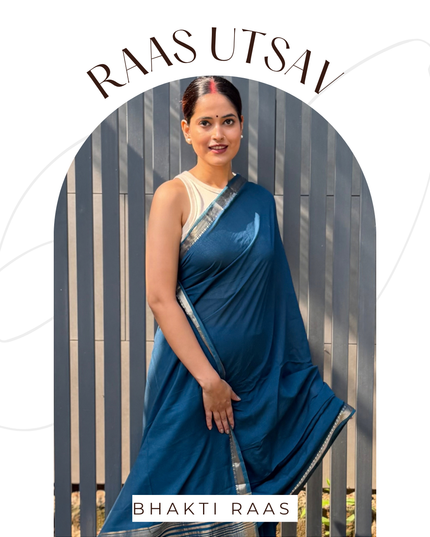 Braj Rani Teal Blue Banarasi Saree