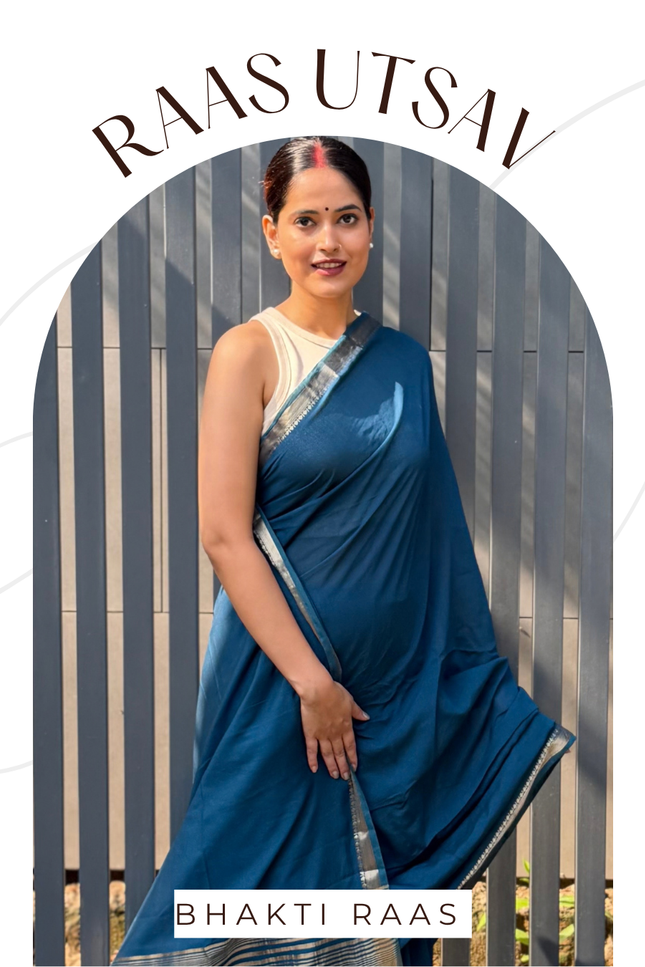 Braj Rani Teal Blue Banarasi Saree