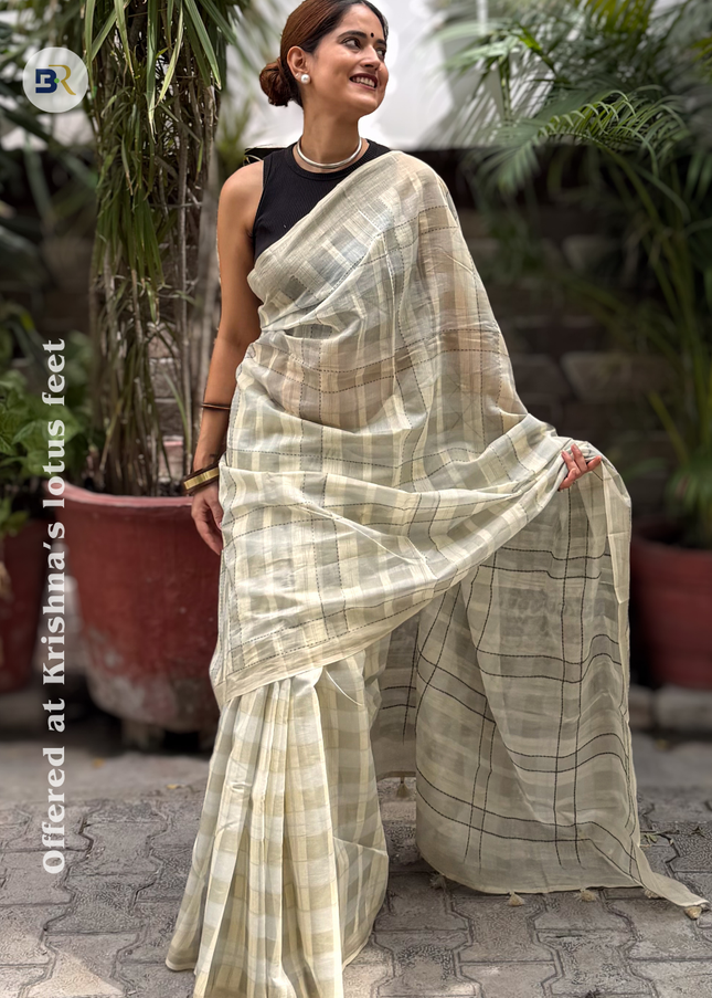 Nagnajiti Krishna Mul Chanderi Kantha Saree