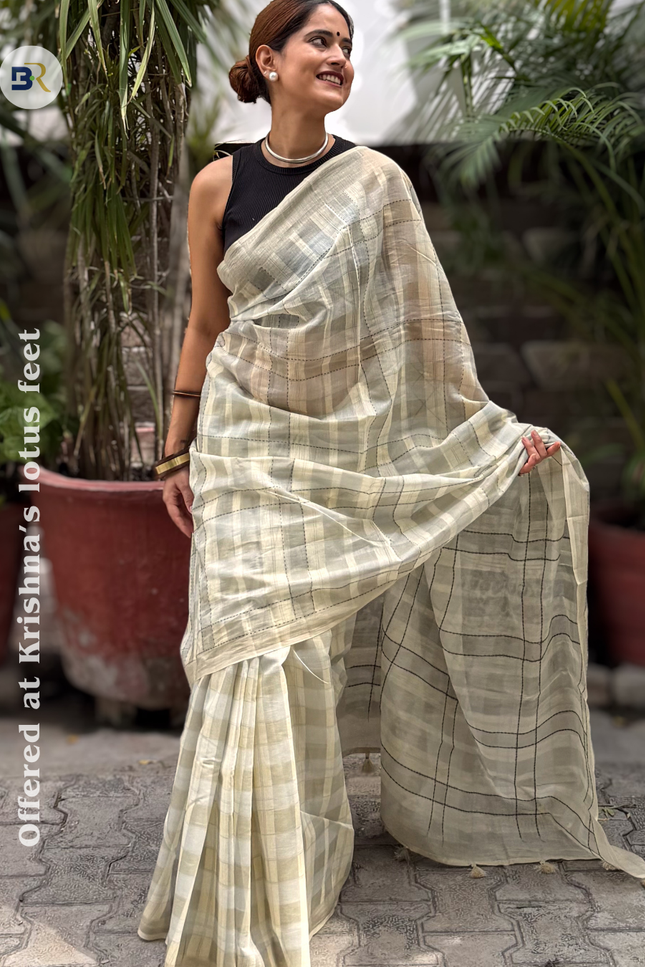 Nagnajiti Krishna Mul Chanderi Kantha Saree