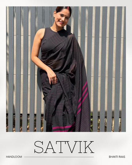 Radha Vallabh Black Handloom Saree