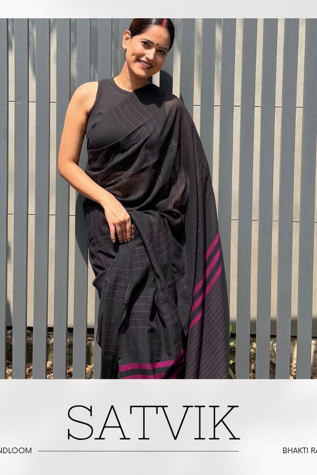 Radha Vallabh Black Handloom Saree