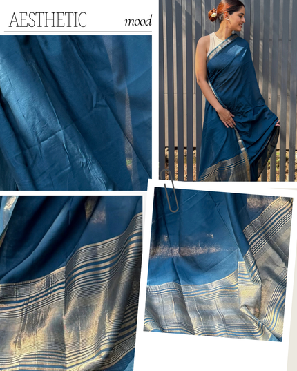 Braj Rani Teal Blue Banarasi Saree