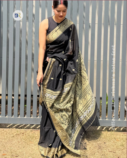 Radha Sakshi Gopal Black Handloom Saree