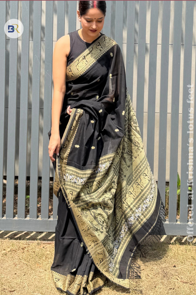 Radha Sakshi Gopal Black Handloom Saree