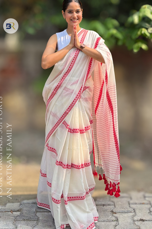 Radha Gopinath White Handloom Saree