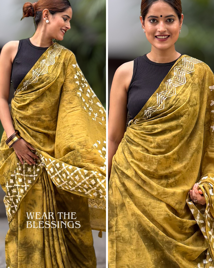 Indulekha Sakhi Forest Gold Mul Cotton Saree