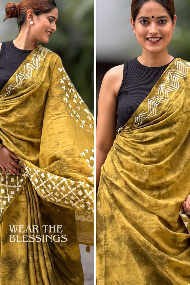 Indulekha Sakhi Forest Gold Mul Cotton Saree