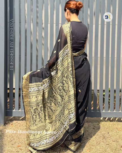Radha Sakshi Gopal Black Handloom Saree