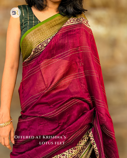 Madhavi Manjari - Pure Chanderi Silk with Kantha Work