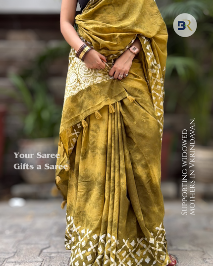 Indulekha Sakhi Forest Gold Mul Cotton Saree