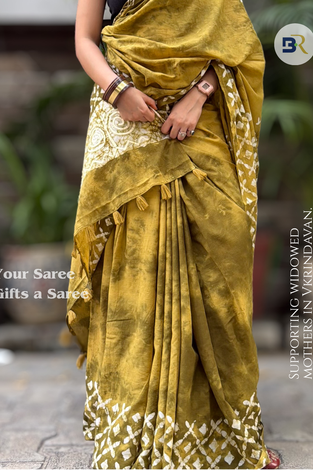 Indulekha Sakhi Forest Gold Mul Cotton Saree