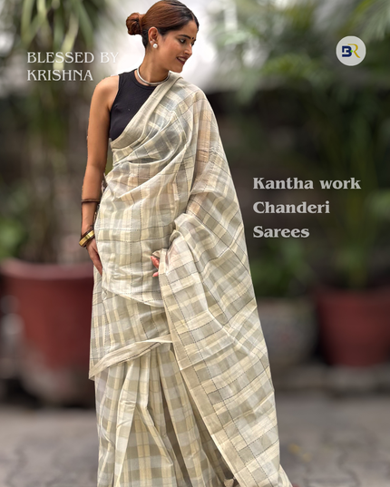 Nagnajiti Krishna Mul Chanderi Kantha Saree