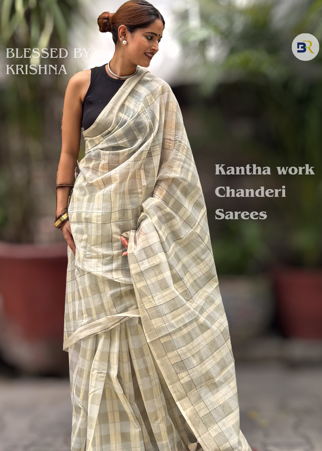 Nagnajiti Krishna Mul Chanderi Kantha Saree