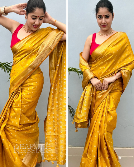 Gopi Geet Yellow Banarasi Silk Saree