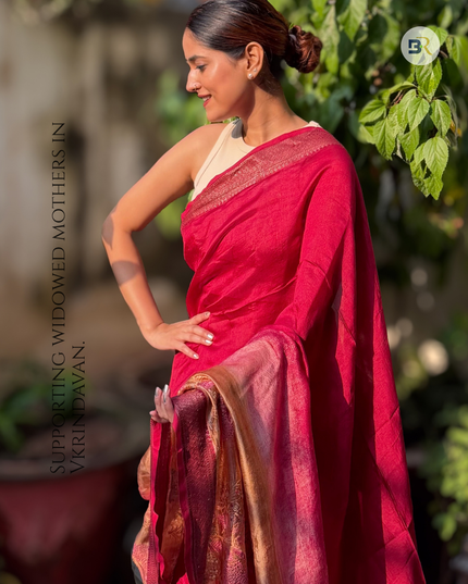 Prem Sarovar Red Chanderi Saree
