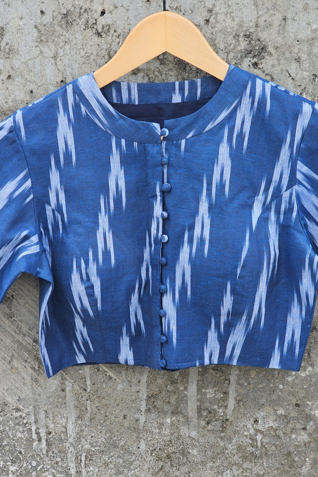 Indigo Ikat Cotton Blouse