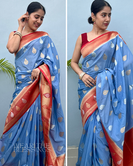 Shyam Megh Varn Chinon Banarasi Saree