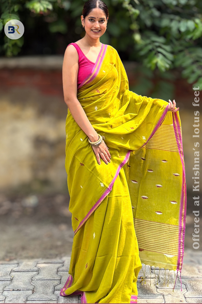 Radha Shyam Sundar Green Handloom Saree