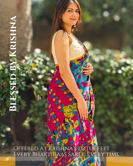 Vrindavan in Bloom Vibrant Floral Saree