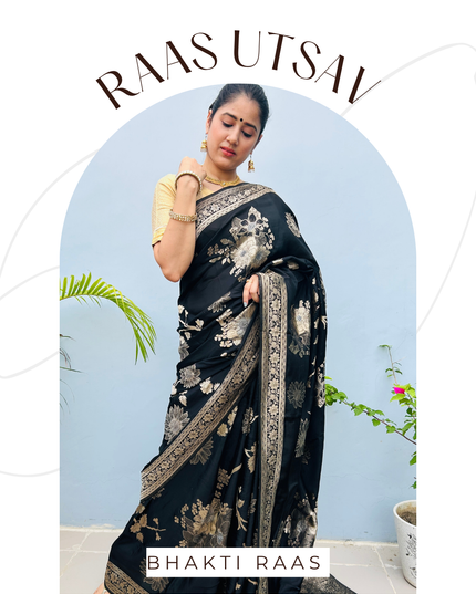 Raasvarn Black Banarasi Crepe Saree