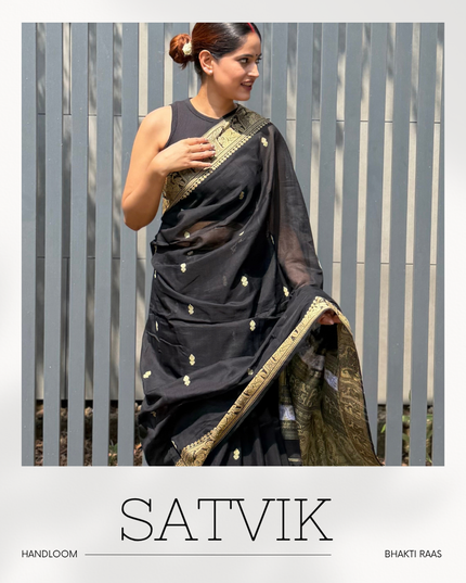 Radha Sakshi Gopal Black Handloom Saree