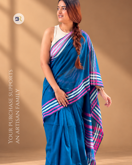 Gaura Kanti Blue Handloom Saree