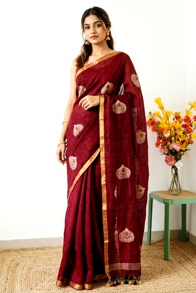 Mayur Kanti Handwoven Jamdani Saree