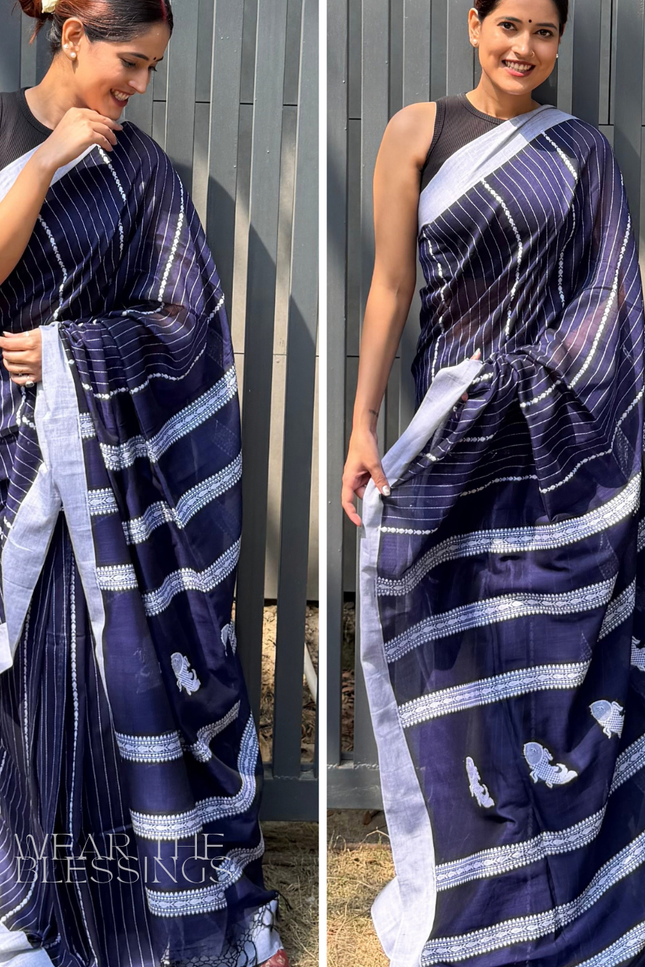 Radha Krishna Blue Handloom Saree