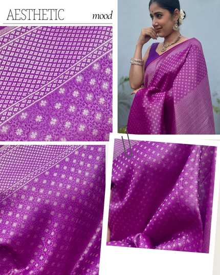 Kusum Sarovar | Purple Kanjivaram Saree