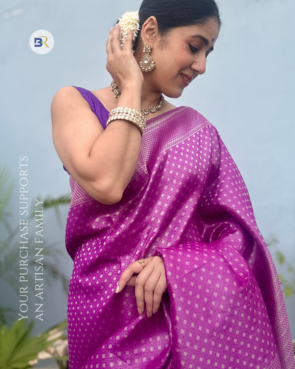 Kusum Sarovar | Purple Kanjivaram Saree