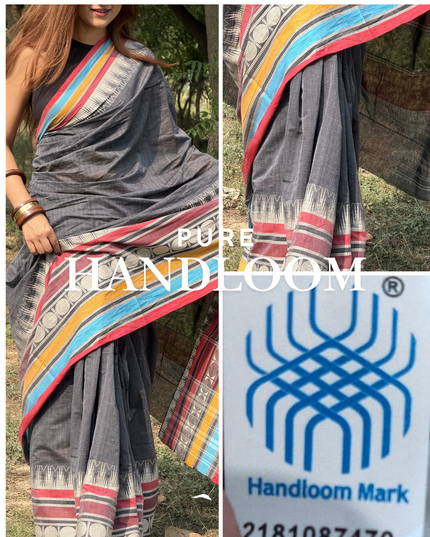 Gopi Vastram Grey Handloom Saree