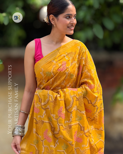Peeli Pokhar Silk Embroidered Saree