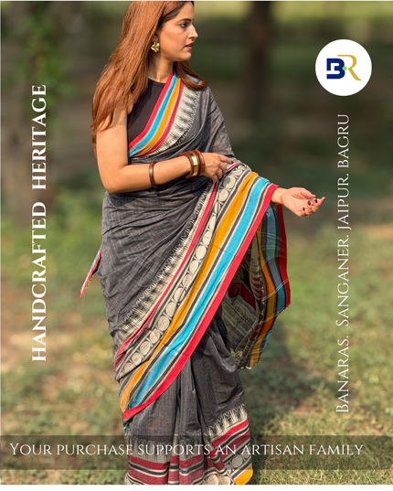 Gopi Vastram Grey Handloom Saree