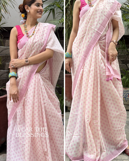 Mitravinda Krishna – Mul Chanderi Saree Kantha Border