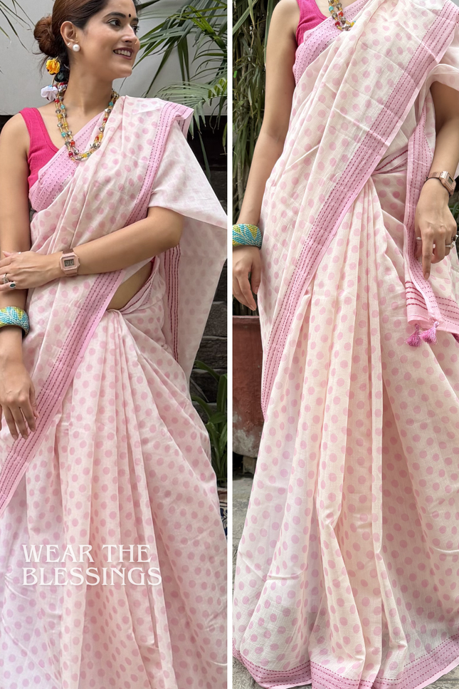 Mitravinda Krishna – Mul Chanderi Saree Kantha Border