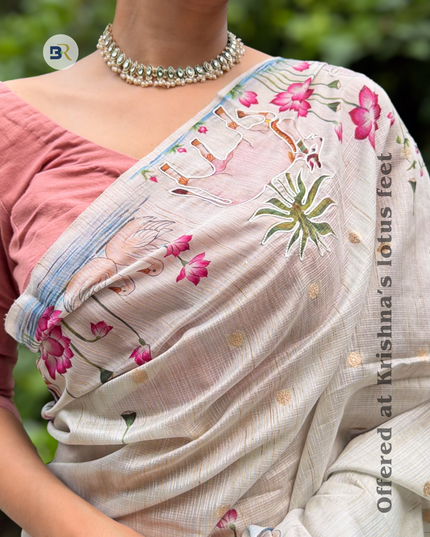 Vraj Leela Banarasi Linen Saree