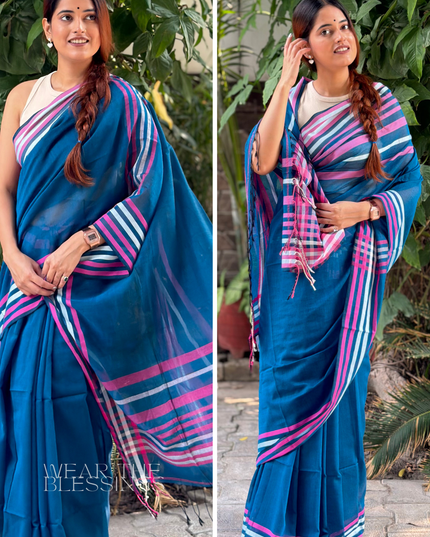 Gaura Kanti Blue Handloom Saree