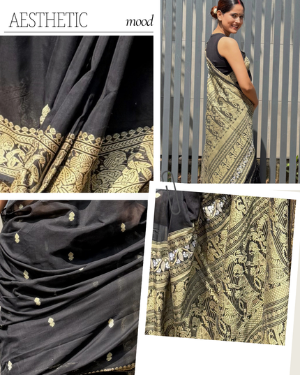 Radha Sakshi Gopal Black Handloom Saree