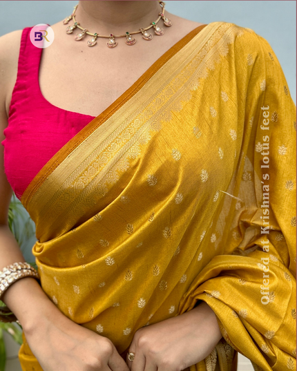 Gopi Geet Yellow Banarasi Silk Saree
