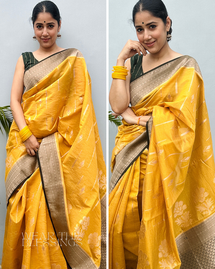 Venu Madhuri Yellow Banarasi Silk Saree