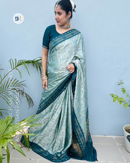 Raas Manjri Teal Banarasi Saree