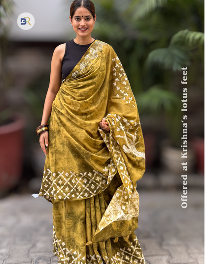 Indulekha Sakhi Forest Gold Mul Cotton Saree