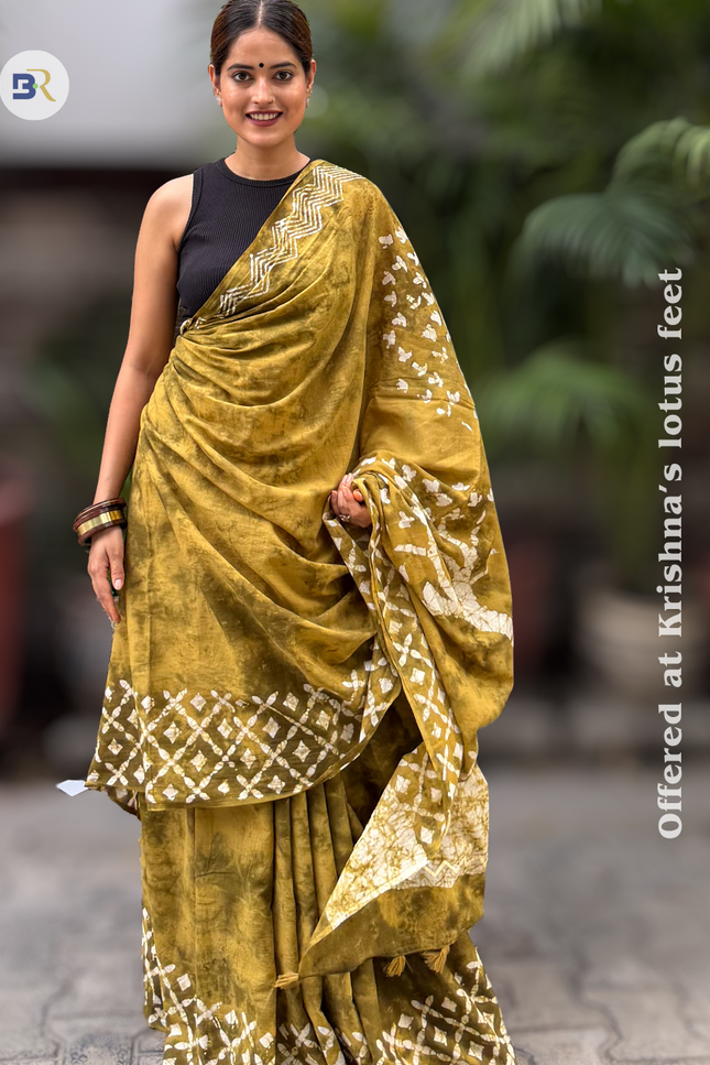 Indulekha Sakhi Forest Gold Mul Cotton Saree