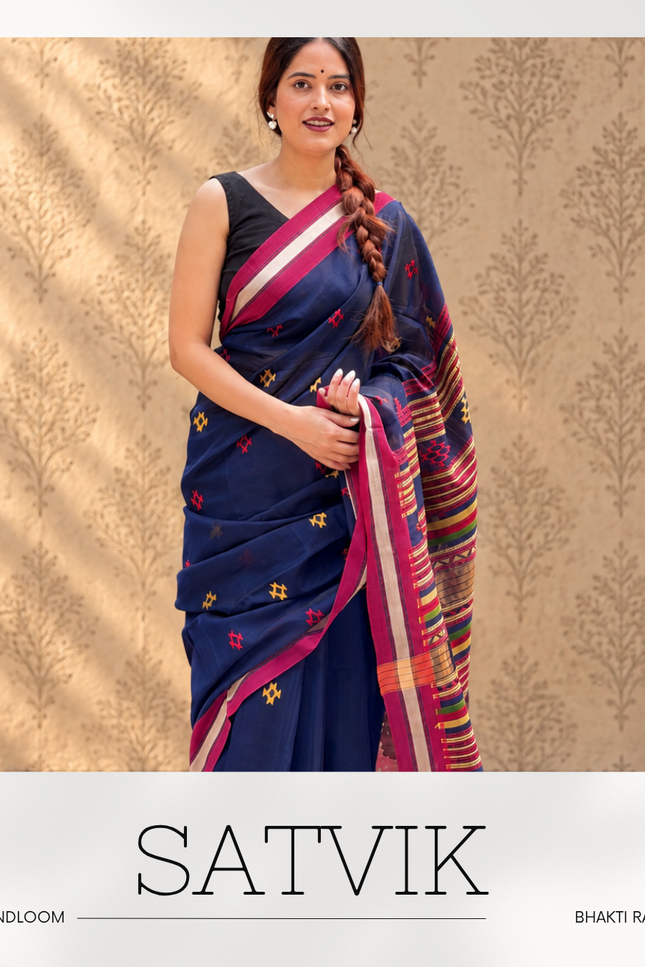 Radha Mukund Blue Handloom Saree