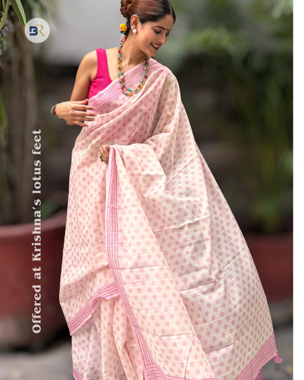 Mitravinda Krishna – Mul Chanderi Saree Kantha Border