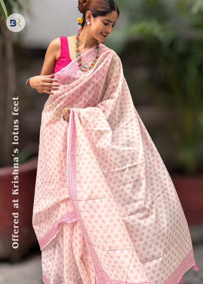 Mitravinda Krishna – Mul Chanderi Saree Kantha Border
