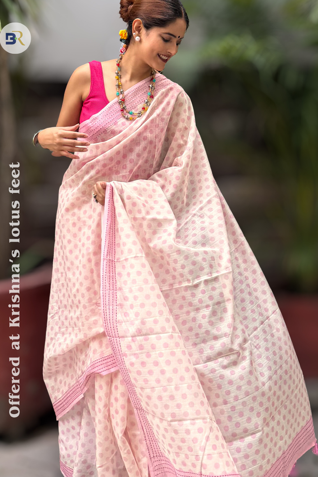 Mitravinda Krishna – Mul Chanderi Saree Kantha Border