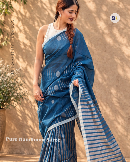 Radha Mohan Blue Handloom Saree
