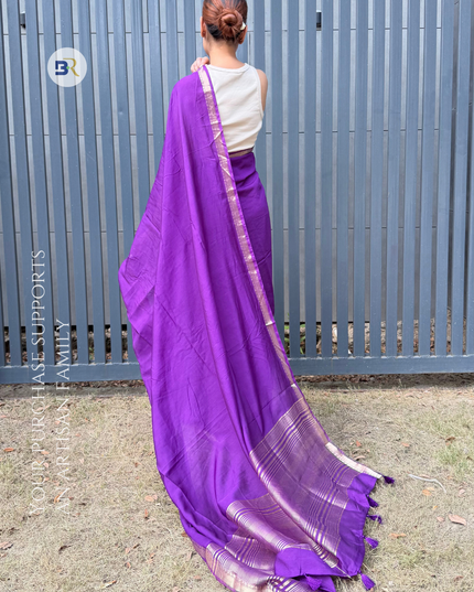 Kunj Bihari Purple Banarasi Saree